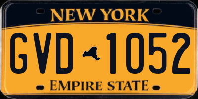 NY license plate GVD1052