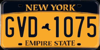NY license plate GVD1075