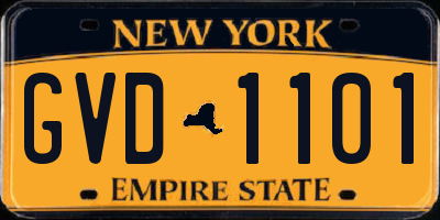 NY license plate GVD1101