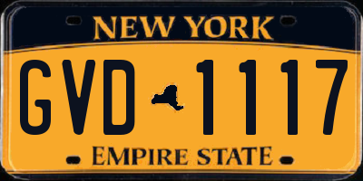 NY license plate GVD1117