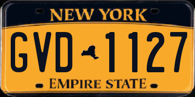 NY license plate GVD1127