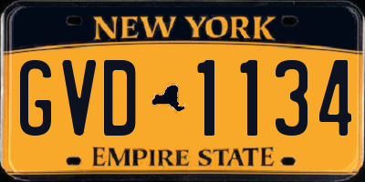 NY license plate GVD1134