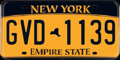 NY license plate GVD1139