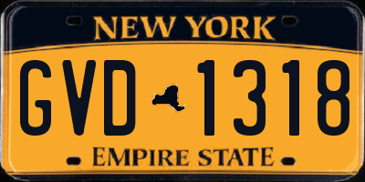 NY license plate GVD1318