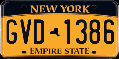 NY license plate GVD1386
