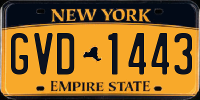 NY license plate GVD1443
