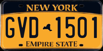 NY license plate GVD1501