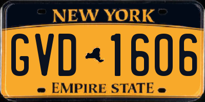 NY license plate GVD1606