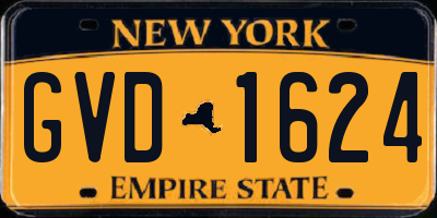 NY license plate GVD1624
