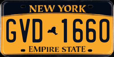 NY license plate GVD1660