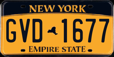NY license plate GVD1677