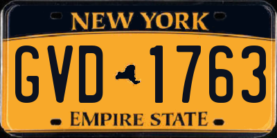 NY license plate GVD1763