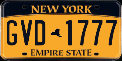 NY license plate GVD1777