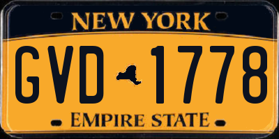 NY license plate GVD1778