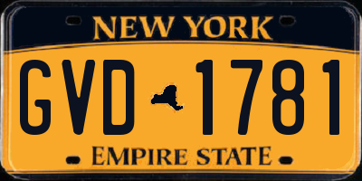 NY license plate GVD1781