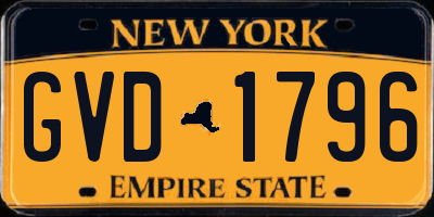 NY license plate GVD1796