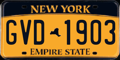NY license plate GVD1903
