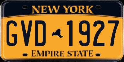 NY license plate GVD1927