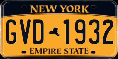 NY license plate GVD1932