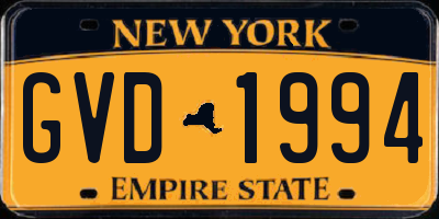NY license plate GVD1994