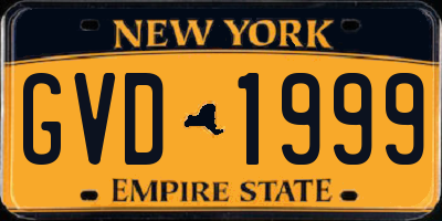 NY license plate GVD1999