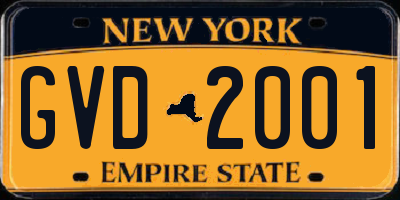 NY license plate GVD2001