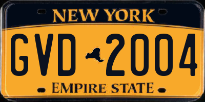 NY license plate GVD2004