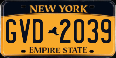 NY license plate GVD2039