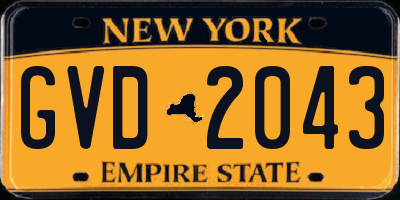NY license plate GVD2043