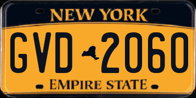 NY license plate GVD2060