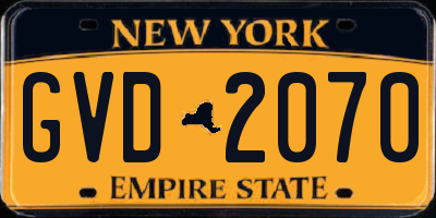 NY license plate GVD2070