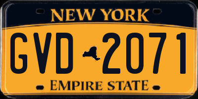 NY license plate GVD2071