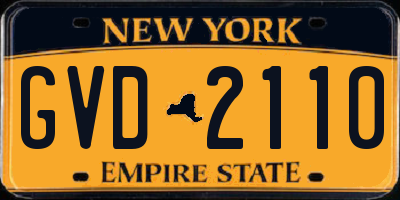 NY license plate GVD2110