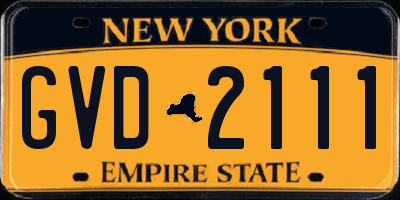 NY license plate GVD2111