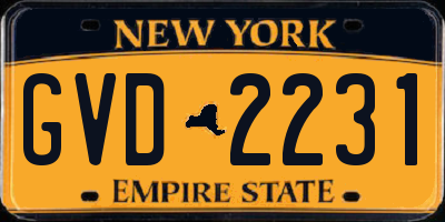 NY license plate GVD2231