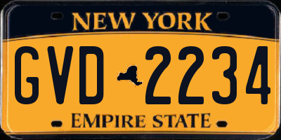 NY license plate GVD2234