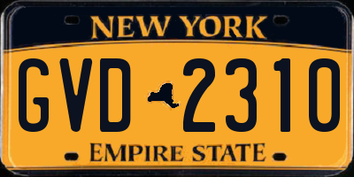 NY license plate GVD2310