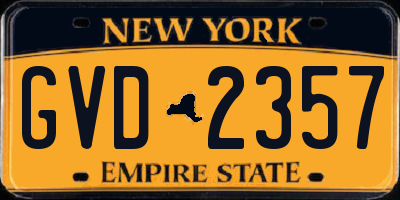 NY license plate GVD2357