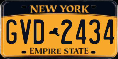 NY license plate GVD2434