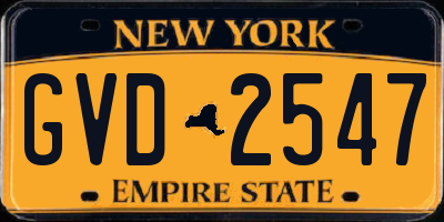 NY license plate GVD2547