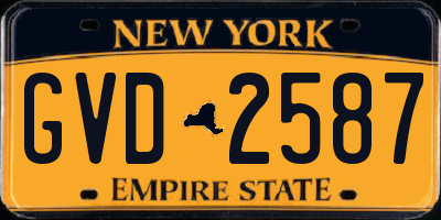 NY license plate GVD2587