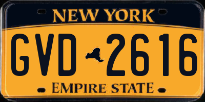 NY license plate GVD2616