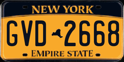 NY license plate GVD2668