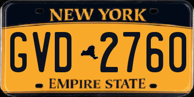 NY license plate GVD2760