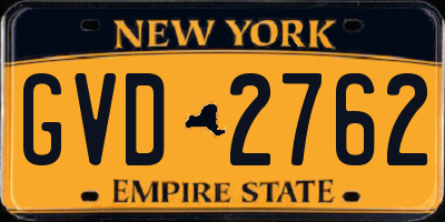 NY license plate GVD2762