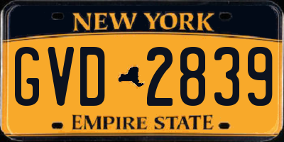 NY license plate GVD2839