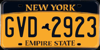 NY license plate GVD2923