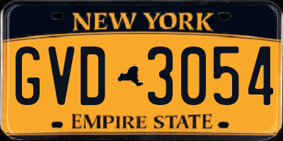 NY license plate GVD3054