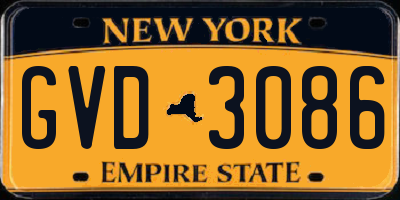 NY license plate GVD3086