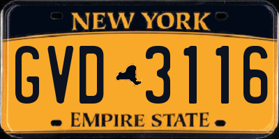 NY license plate GVD3116